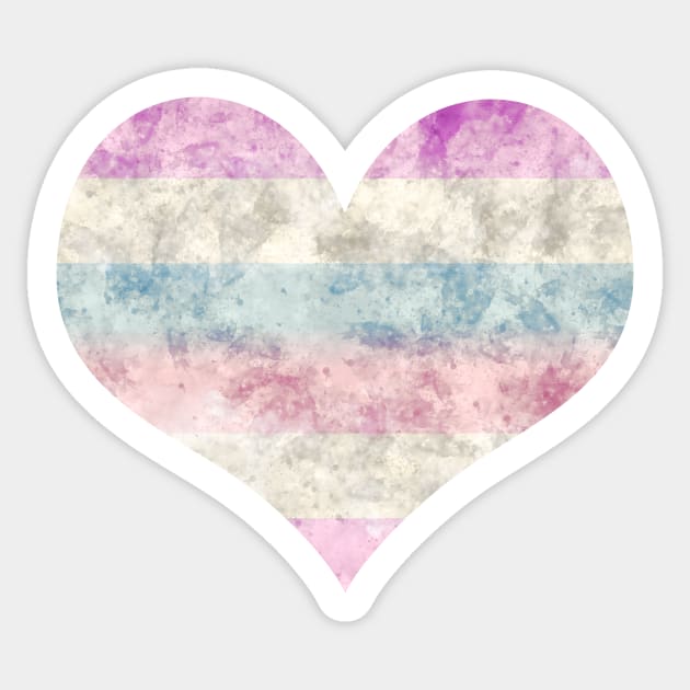 Bigender Pride Heart - Watercolor Sticker by MeowOrNever